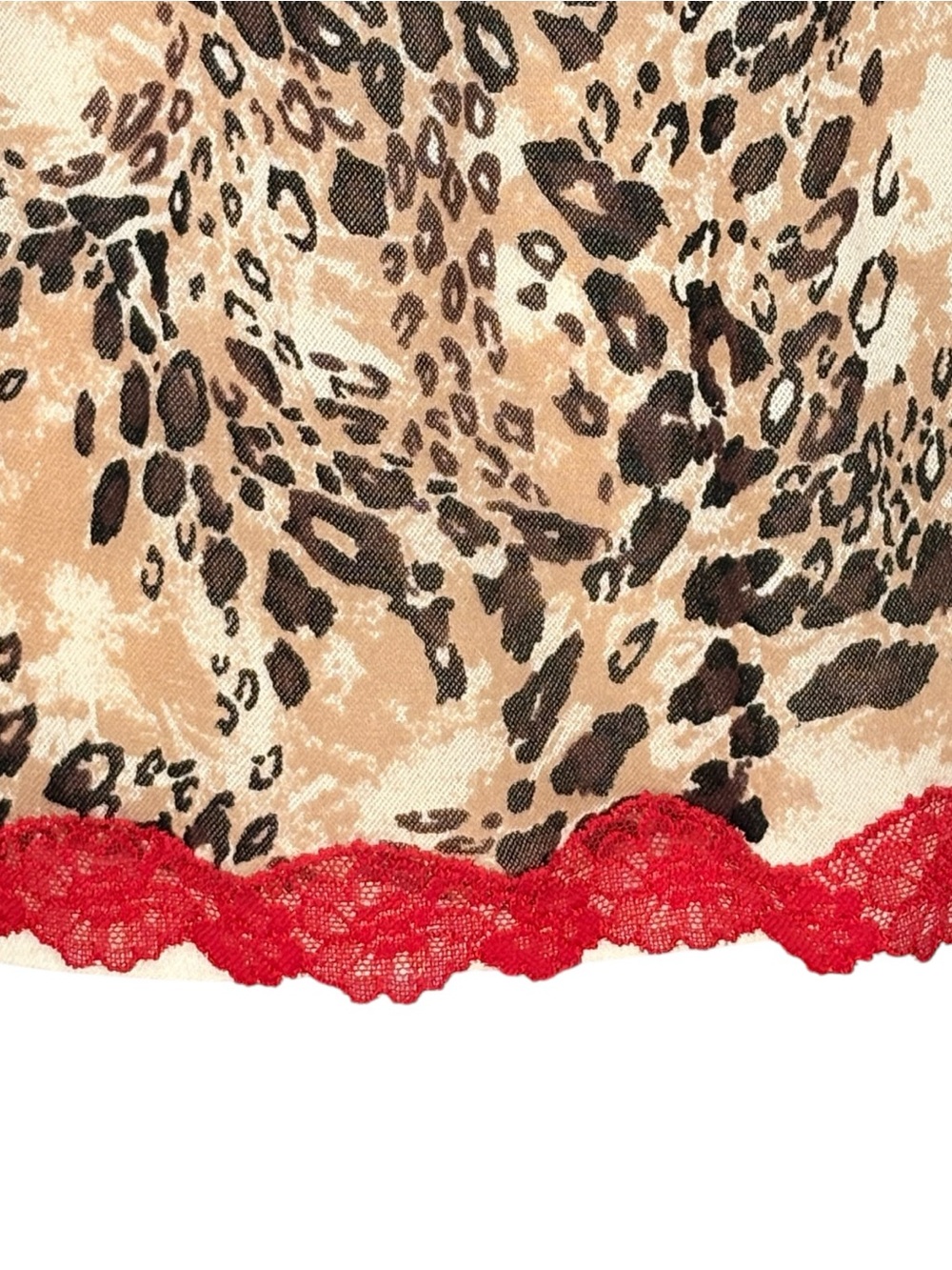Cabernet Y2K Leopard Mesh Babydoll Top S Red Lace Whimsigoth Indie Sleaze Vampi - Picture 6 of 13